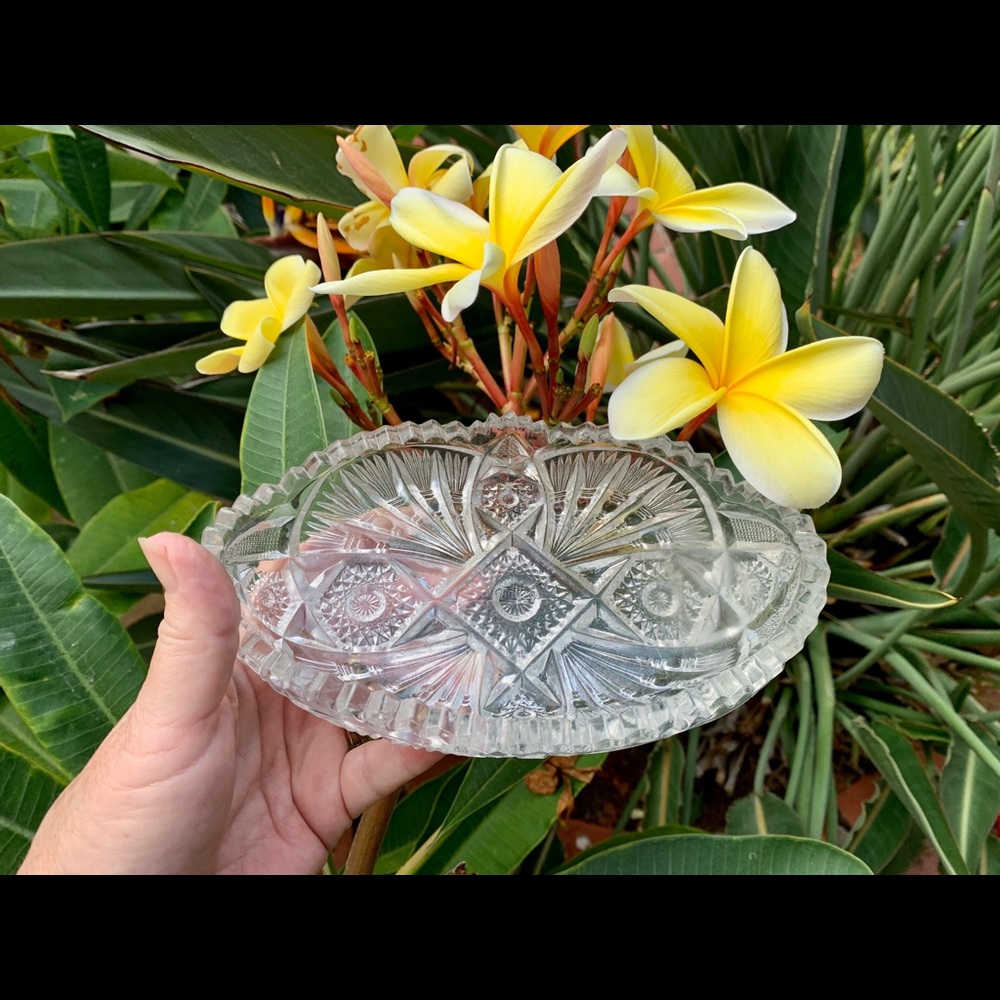 Antique American Brilliant Glass Art Deco Sawtooth Candy Dish